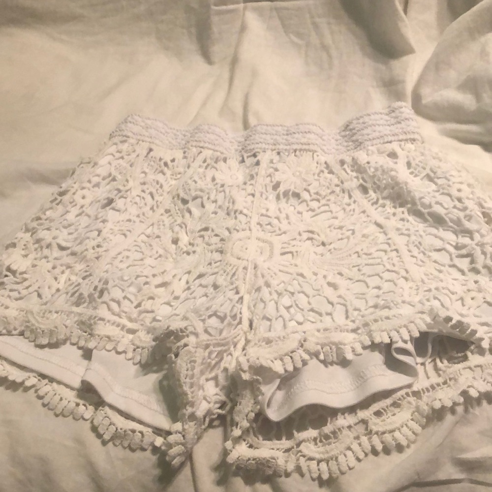 White lace shorts